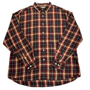 Eddie Bauer Vintage Twill‎ Mens Shirt L Flannel Tartan Plaid Long Sleeve Button